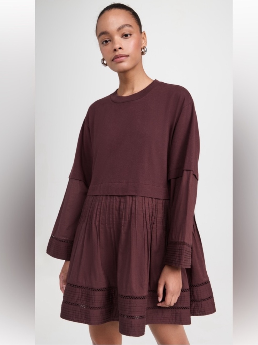 Sea New York Burgundy Renata Solid Tunic Dress
